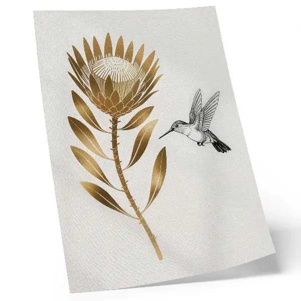 Décoration murale motif colibri et fleurs dans un ton moderne