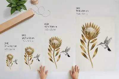 Décoration murale motif colibri et fleurs dans un ton moderne