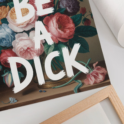 Impression sur toile Des fleurs colorées contrastent efficacement avec des lettres blanches.