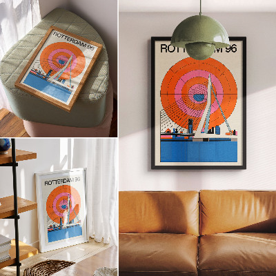 Affiche décorative Pont et ville en motifs géométriques