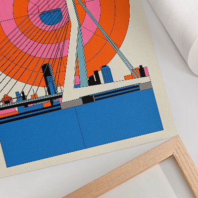 Affiche décorative Pont et ville en motifs géométriques