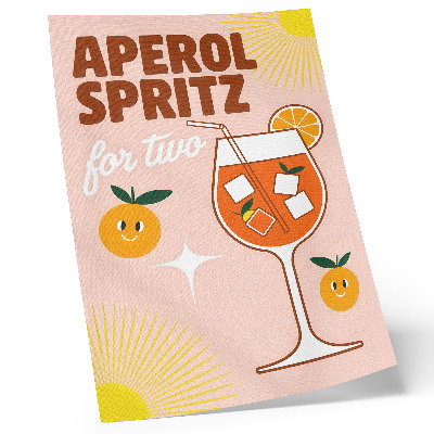 Affiche décorative lettrage orange jaune avec des fruits souriants