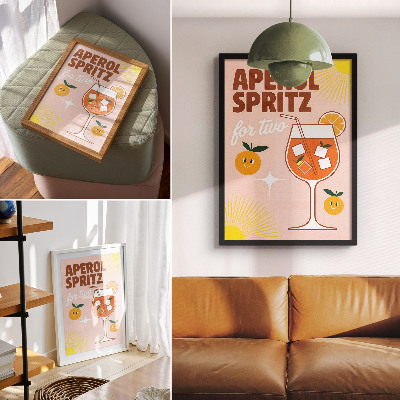 Affiche décorative lettrage orange jaune avec des fruits souriants