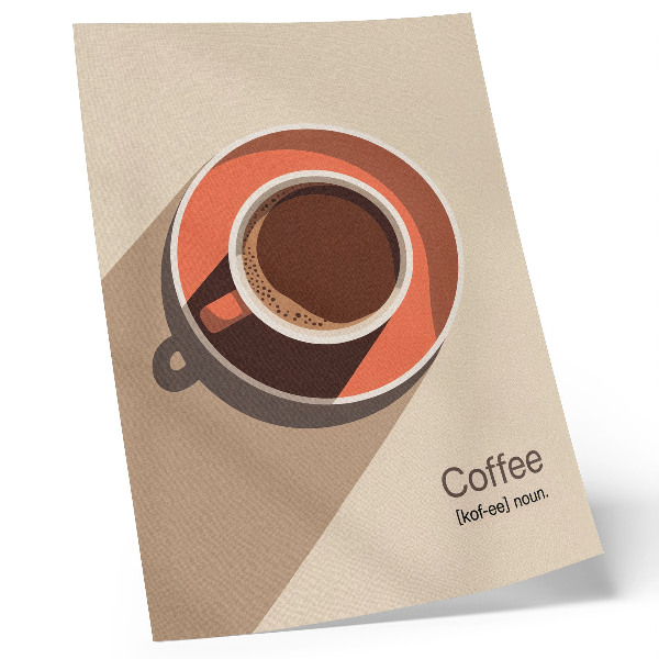 Décoration murale tasse à café aux couleurs chaudes et minimaliste