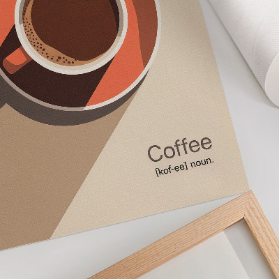Décoration murale tasse à café aux couleurs chaudes et minimaliste