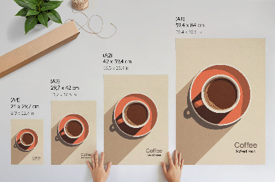 Décoration murale tasse à café aux couleurs chaudes et minimaliste