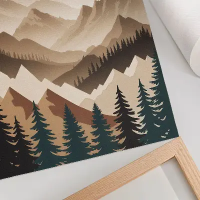 Affiche décorative montagnes et arbres dans une harmonie naturelle aux ombres apaisantes