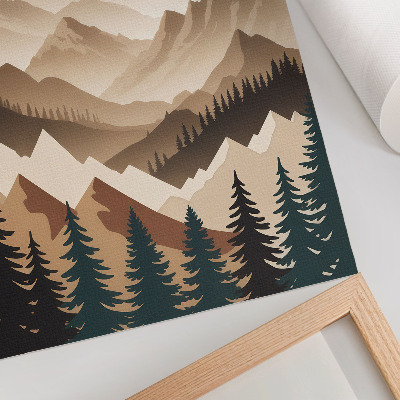 Affiche décorative Montagnes et arbres, harmonie de la nature, ombres apaisantes