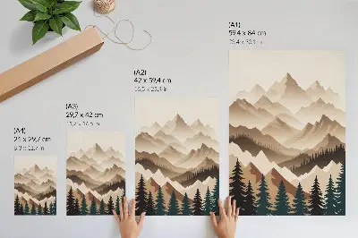 Affiche décorative montagnes et arbres dans une harmonie naturelle aux ombres apaisantes