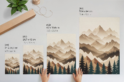 Affiche décorative Montagnes et arbres, harmonie de la nature, ombres apaisantes