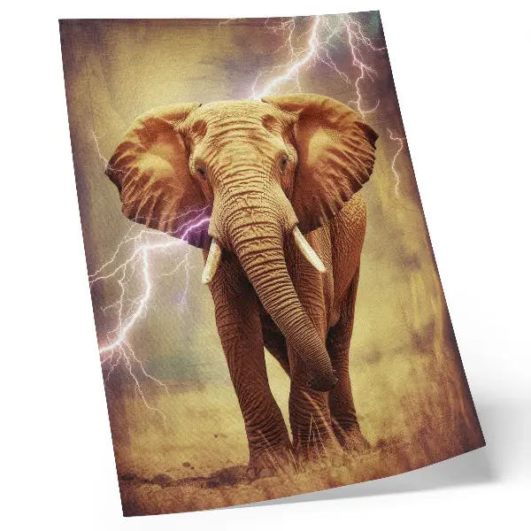 Décoration murale éléphant avec un motif dynamique d'éclairs