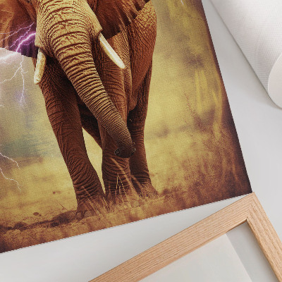 Décoration murale Éléphant avec un décor dynamique d'éclairs