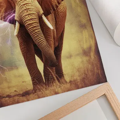 Décoration murale éléphant avec un motif dynamique d'éclairs
