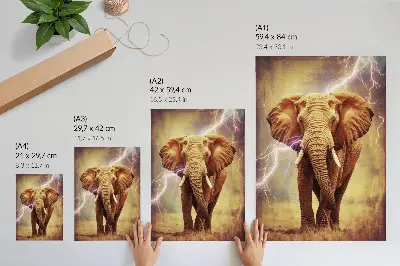 Décoration murale éléphant avec un motif dynamique d'éclairs