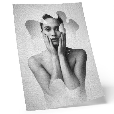 Impression sur toile Portrait en noir et blanc aux motifs abstraits