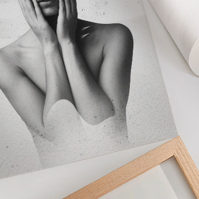 Impression sur toile Portrait en noir et blanc aux motifs abstraits