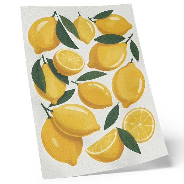 Décoration murale Citrons dorés, feuilles vertes, fond lumineux, immobile