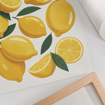 Décoration murale Citrons dorés, feuilles vertes, fond lumineux, immobile