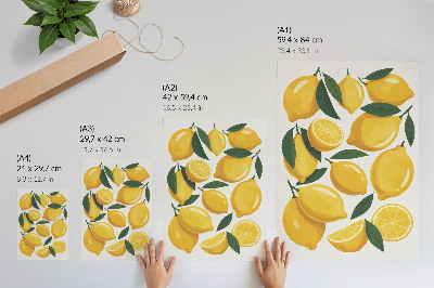 Décoration murale Citrons dorés, feuilles vertes, fond lumineux, immobile