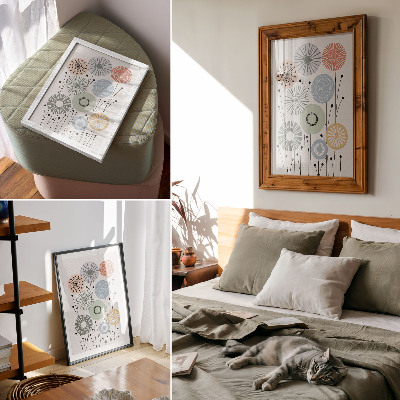 Affiche décorative Fleurs géométriques colorées sur fond clair