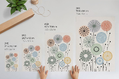 Affiche décorative Fleurs géométriques colorées sur fond clair
