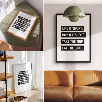Impression sur toile lettres sur fond noir avec typographie inspirante