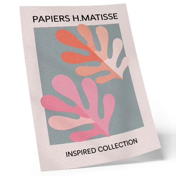 Impression sur toile feuilles géométriques inspirées par Matisse aux motifs colorés