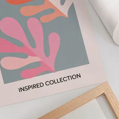 Impression sur toile feuilles géométriques inspirées par Matisse aux motifs colorés