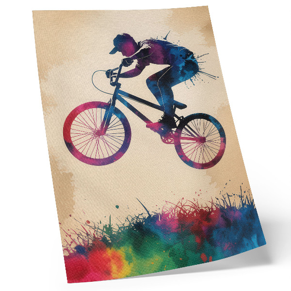 Affiche décorative Cycliste couleurs dynamiques action moderne