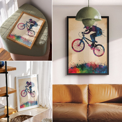 Affiche décorative Cycliste couleurs dynamiques action moderne