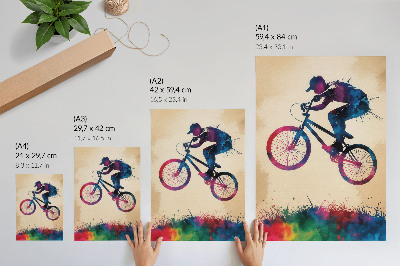 Affiche décorative Cycliste couleurs dynamiques action moderne