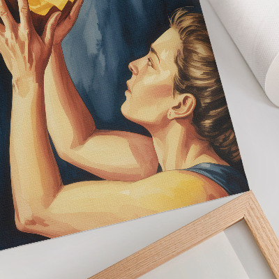 Impression sur toile citrouille orange sur fond bleu foncé surréalisme