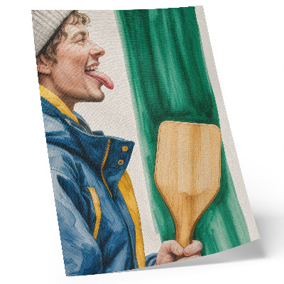 Affiche décorative Un homme énergique avec une raquette en bois