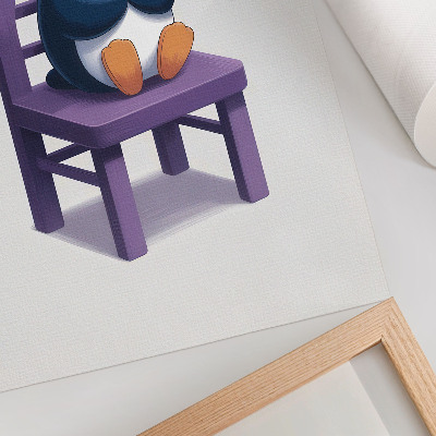 Décoration murale Pingouin violet sur une chaise Joie Minimalisme