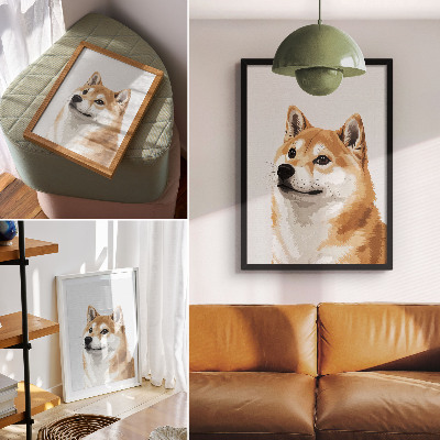 Impression sur toile Un chien distinctif aux couleurs beige et crème, minimaliste