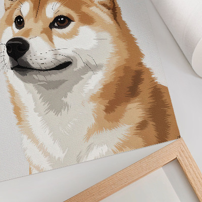 Impression sur toile Un chien distinctif aux couleurs beige et crème, minimaliste