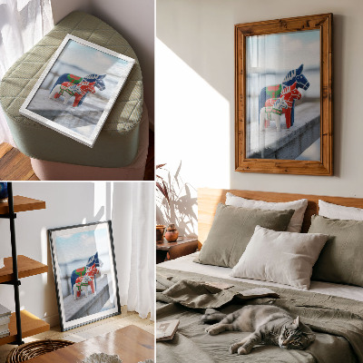 Affiche décorative Figurines de chevaux colorées, style scandinave