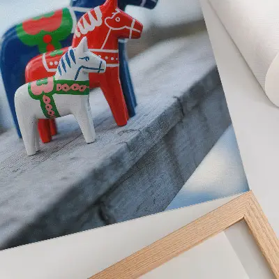 Figurines de chevaux colorées affiche décorative au style scandinave