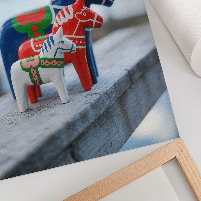 Affiche décorative Figurines de chevaux colorées, style scandinave