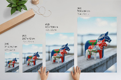 Affiche décorative Figurines de chevaux colorées, style scandinave