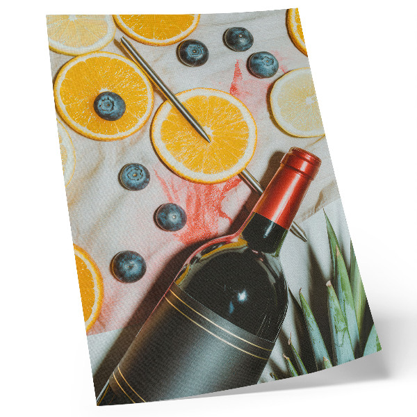 Décoration murale Fruits colorés et vin rouge sur fond clair