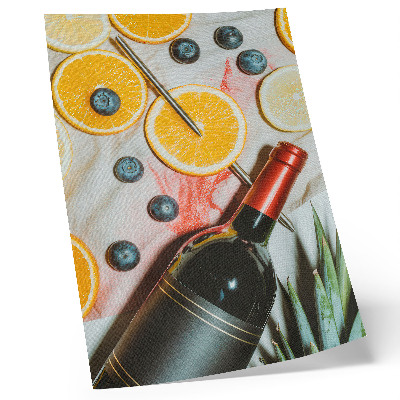 Décoration murale Fruits colorés et vin rouge sur fond clair