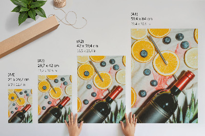 Décoration murale Fruits colorés et vin rouge sur fond clair