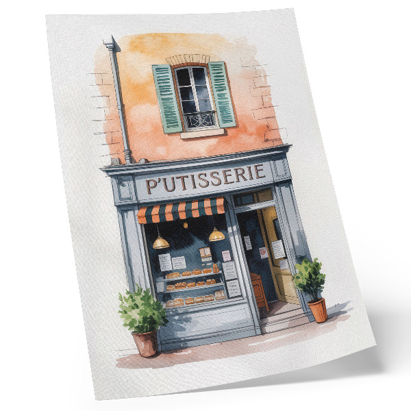 Impression sur toile Boulangerie rétro aux murs pastel
