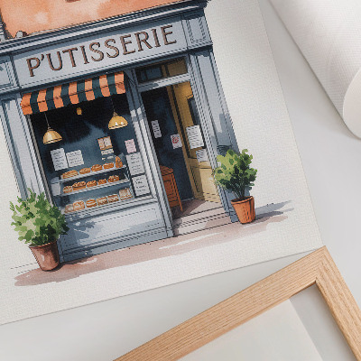 Impression sur toile Boulangerie rétro aux murs pastel