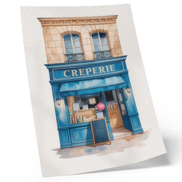 Affiche décorative La façade bleue d'un café dans une rue charmante