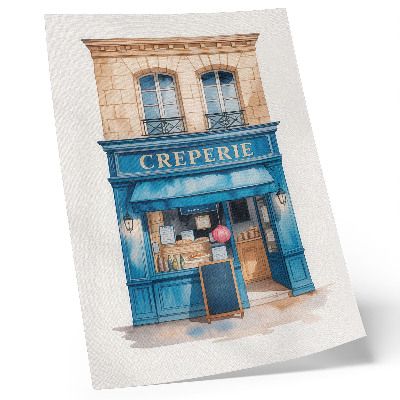 Affiche décorative La façade bleue d'un café dans une rue charmante