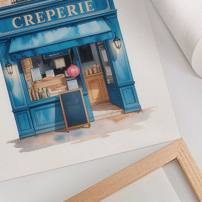 Affiche décorative La façade bleue d'un café dans une rue charmante