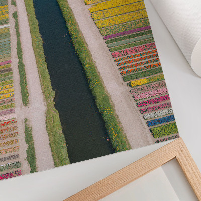 Impression sur toile Des bandes colorées de fleurs le long du canal