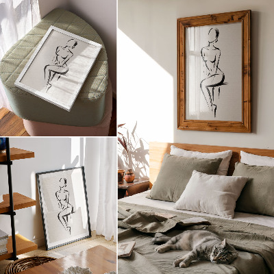 Affiche décorative silhouette minimaliste contrastant le noir et le blanc